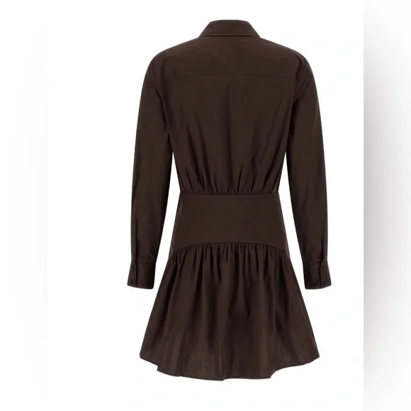 STAUD Rocco Bottom Chocolate Long Sleeve Mini Dress Size 8 - Picture 5 of 12